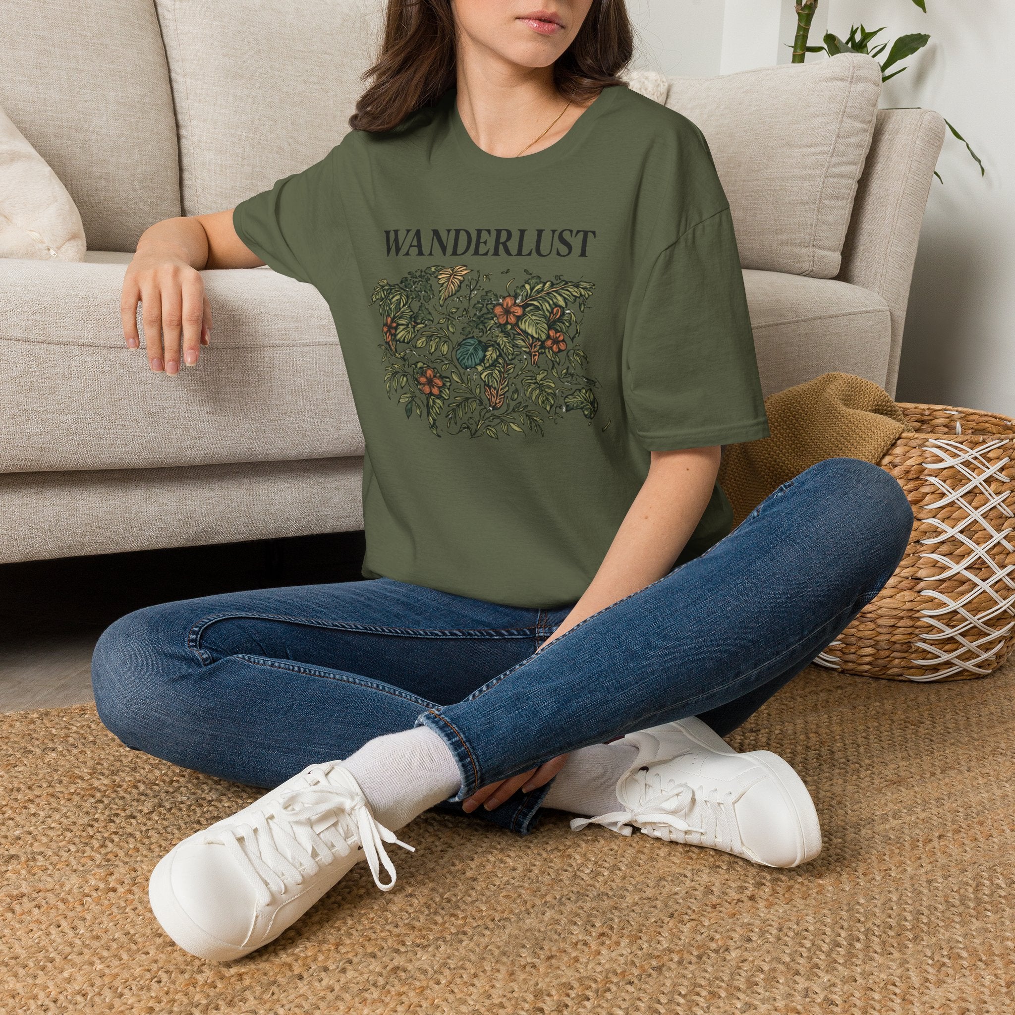 Lush Tropical Floral Scene T-Shirt